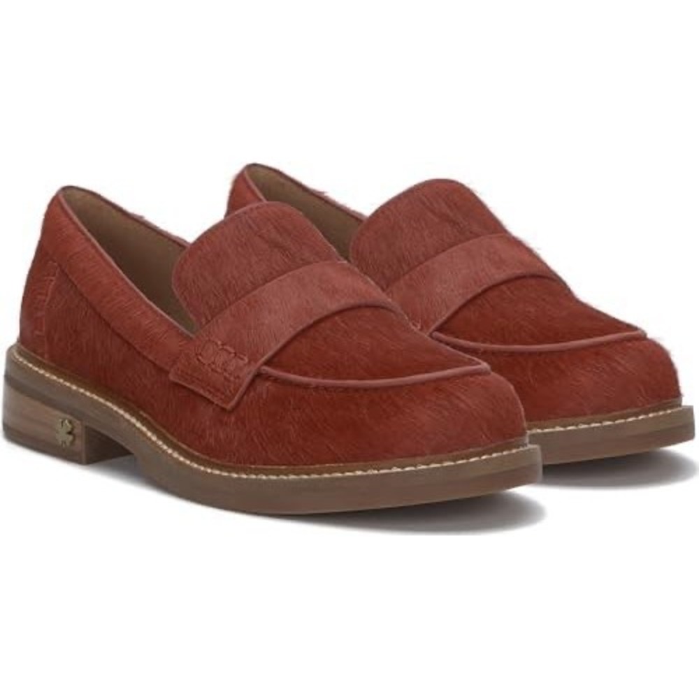 Lucky Brand Salima2 Red Cow Hair Penny Loafers Shoes Womens 7.5 M LK-SALIMA2